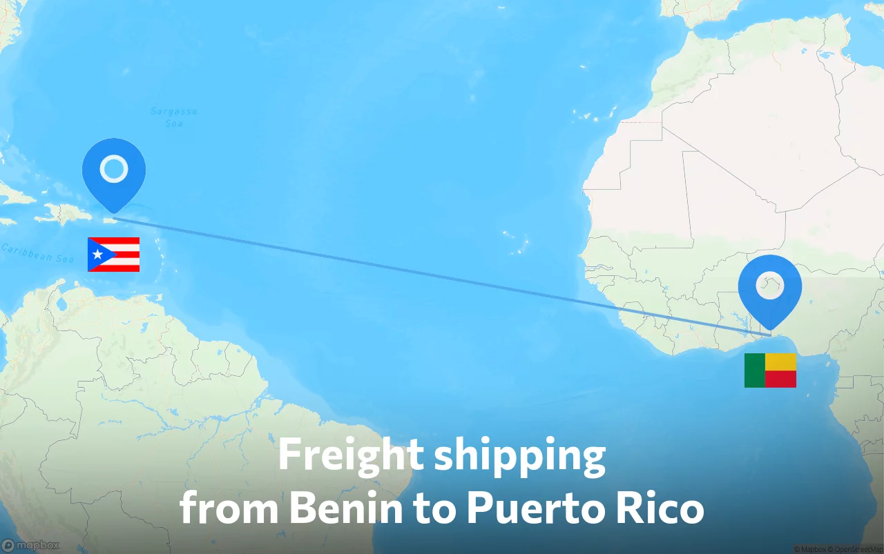 Shipping route from Benin to Puerto Rico