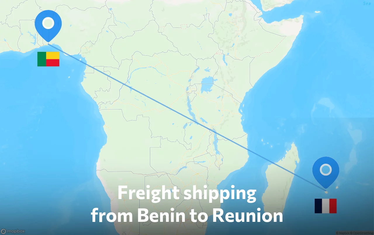 Shipping route from Benin to Reunion
