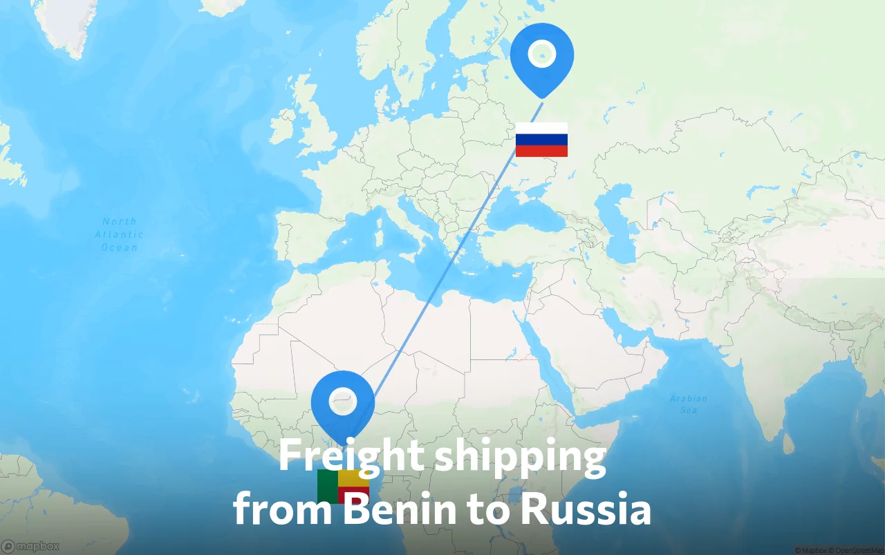 Shipping route from Benin to Russia