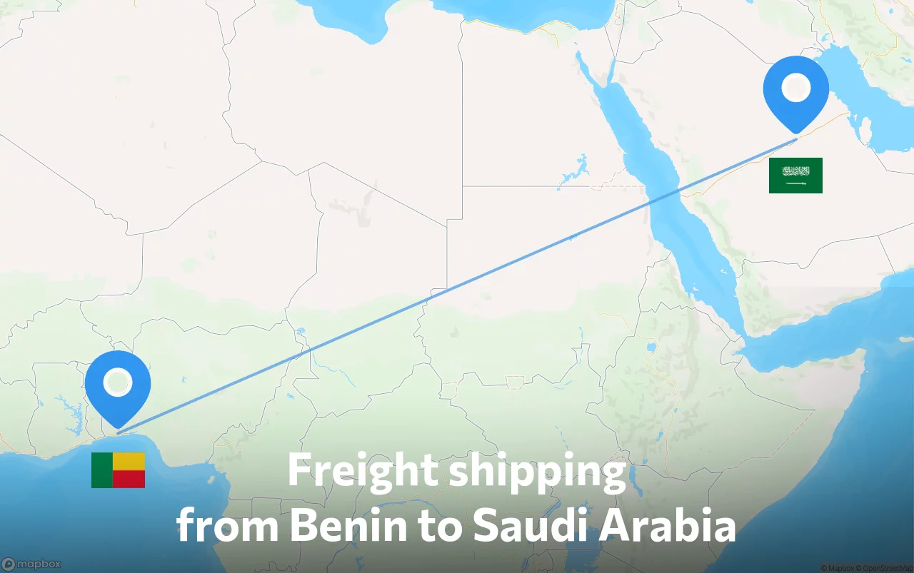 Shipping route from Benin to Saudi Arabia