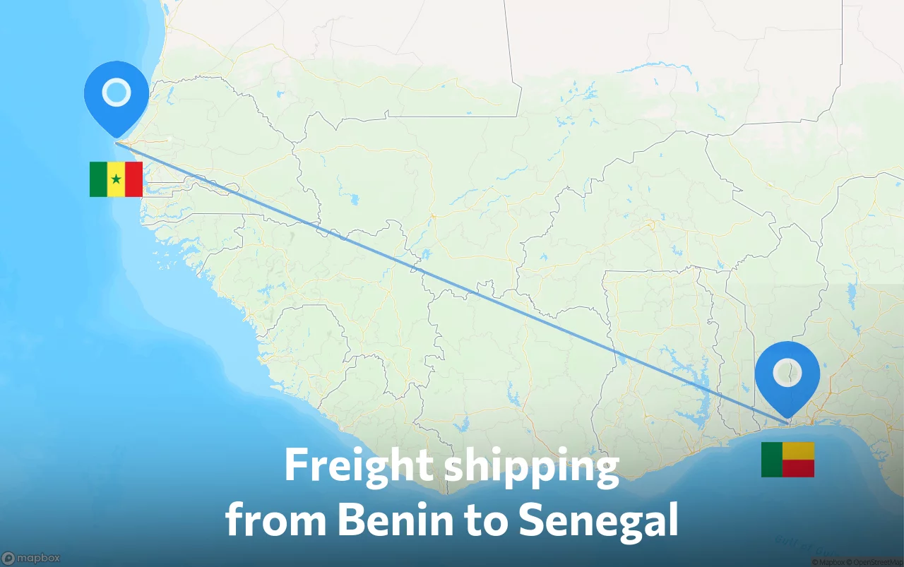 Shipping route from Benin to Senegal