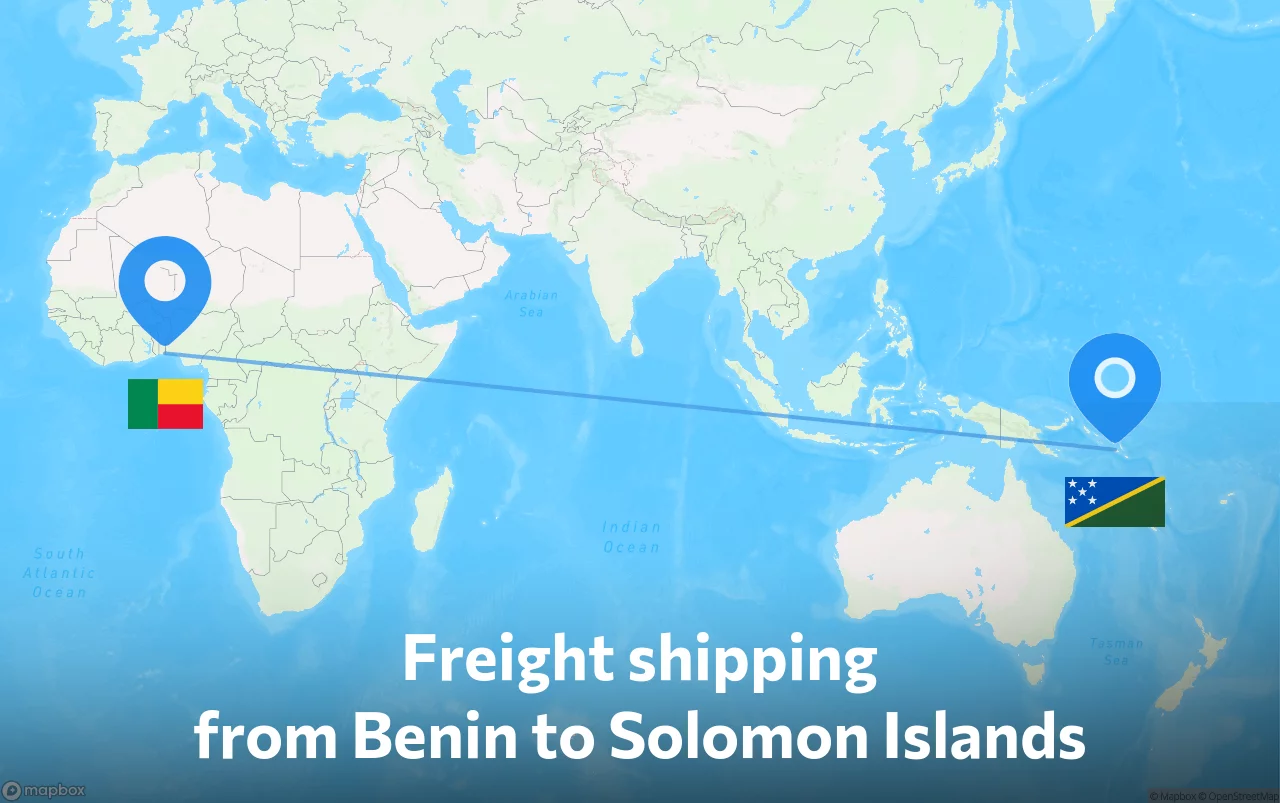 Shipping route from Benin to Solomon Islands