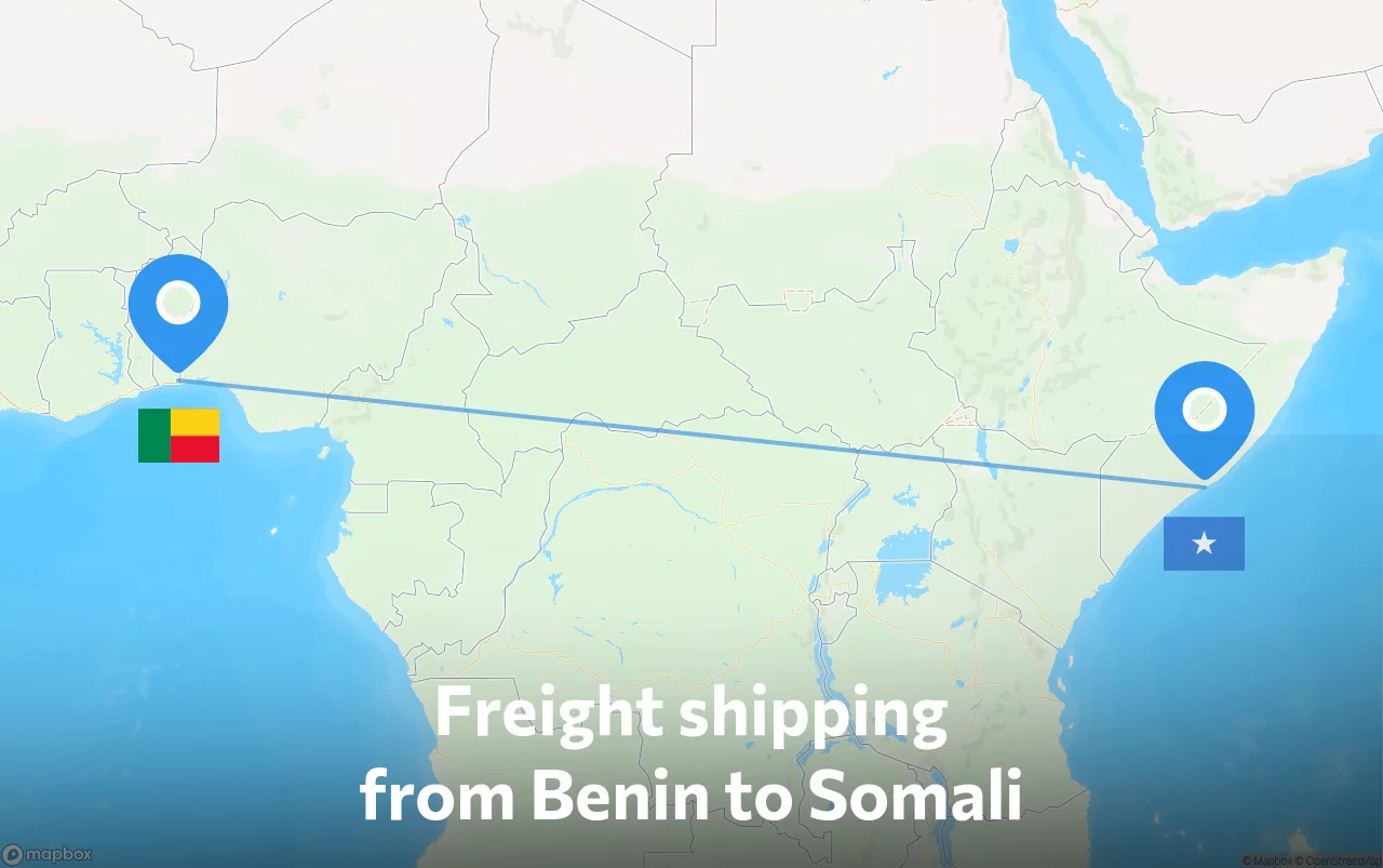 Shipping route from Benin to Somali