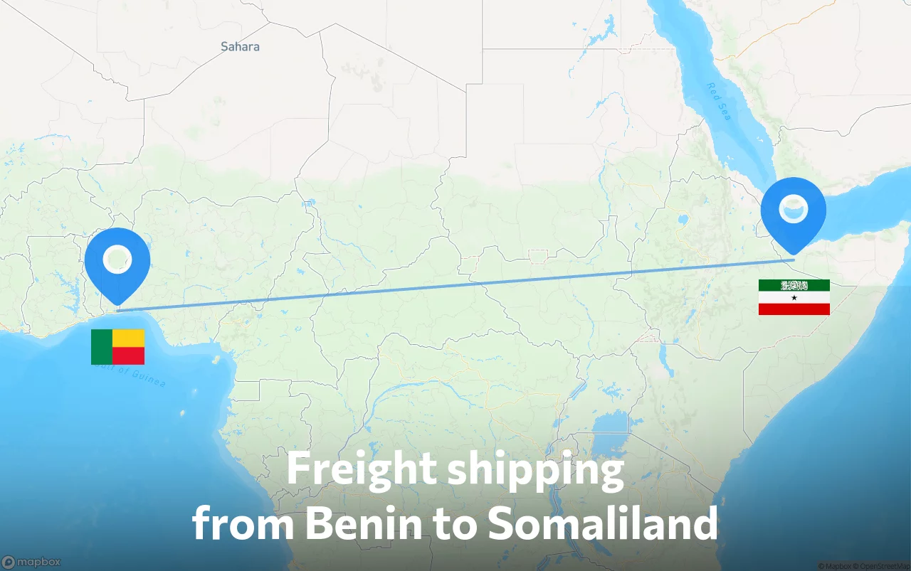 Shipping route from Benin to Somaliland