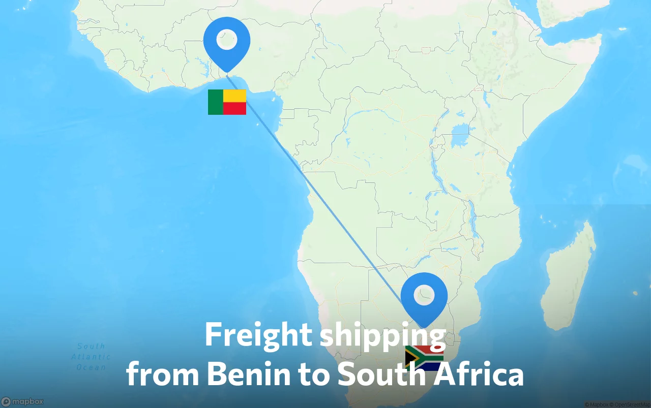 Shipping route from Benin to South Africa