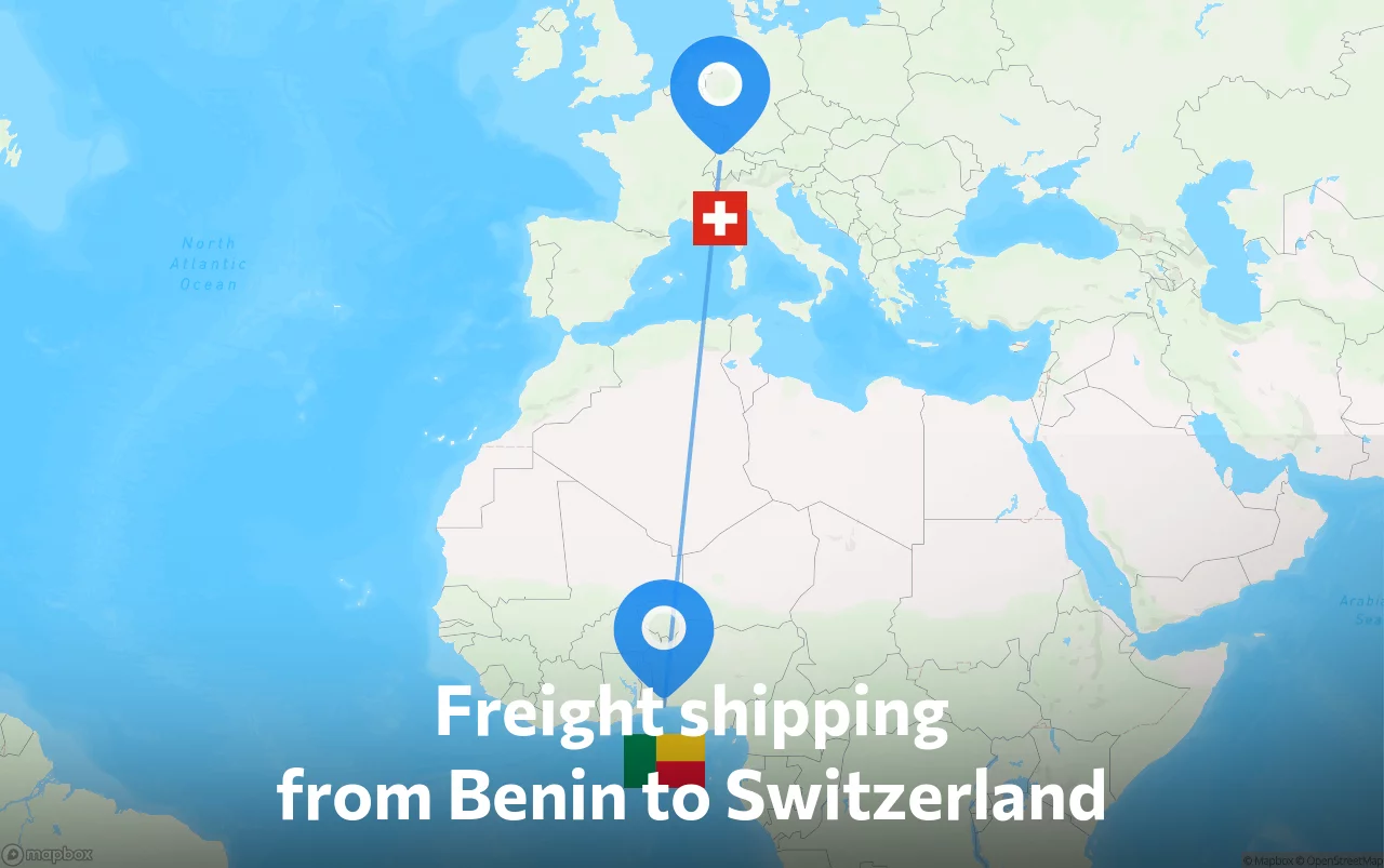 Shipping route from Benin to Switzerland