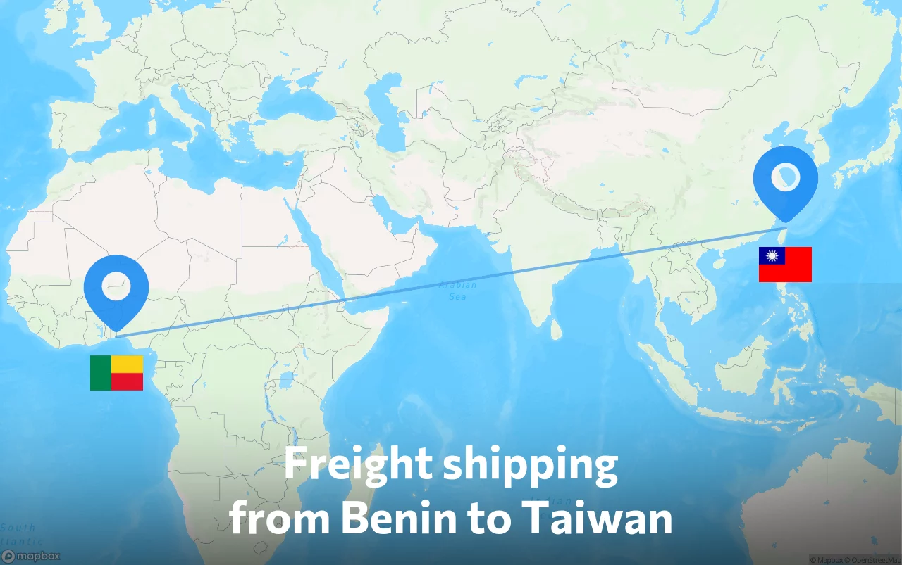 Shipping route from Benin to Taiwan
