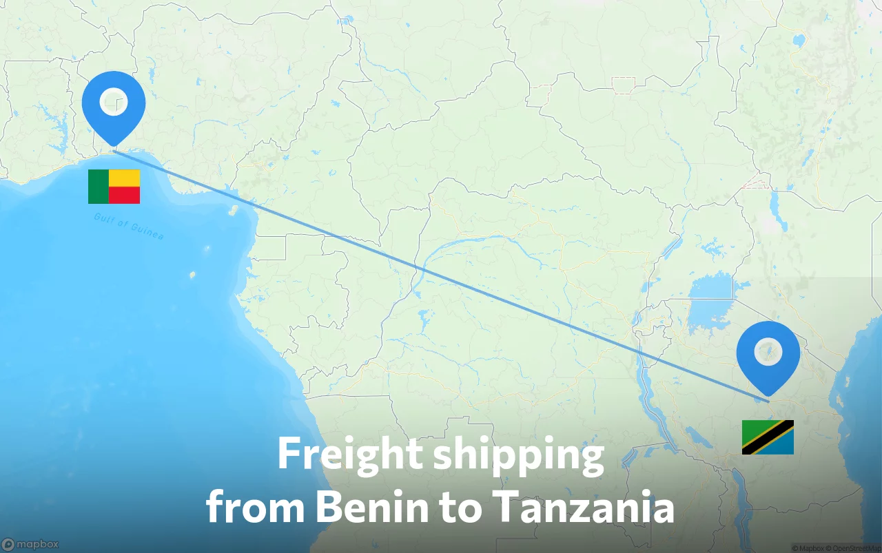 Shipping route from Benin to Tanzania