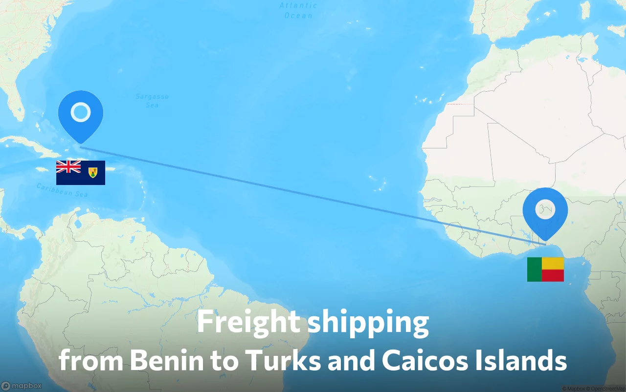 Shipping route from Benin to Turks and Caicos Islands