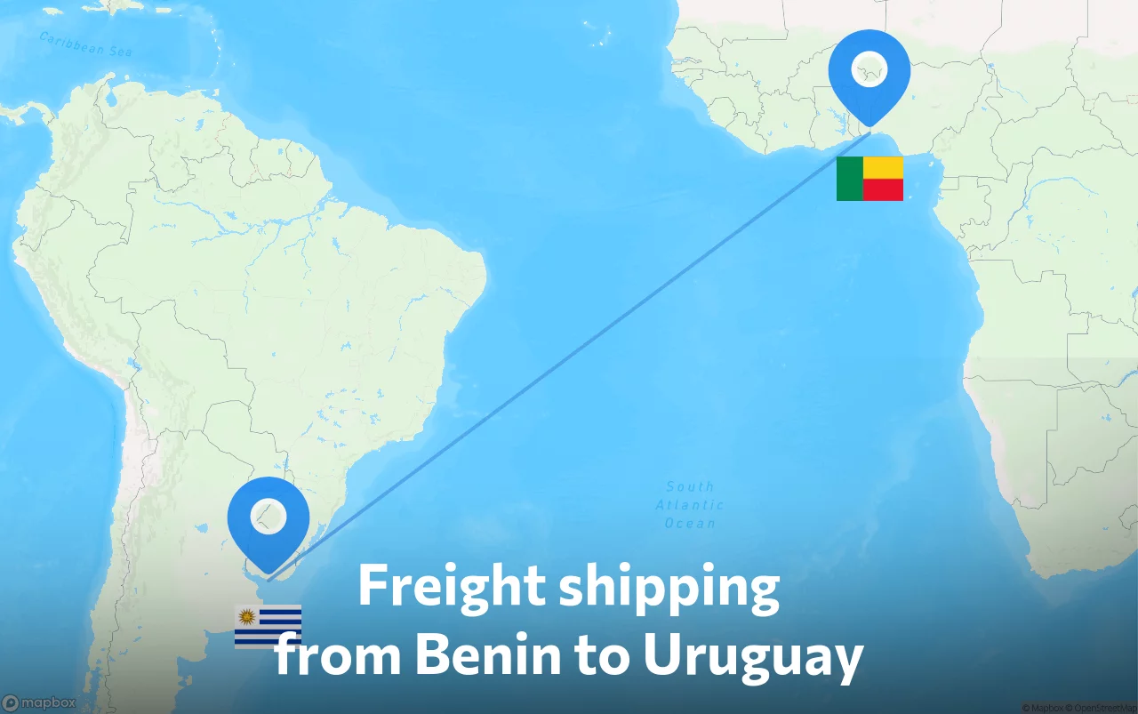 Shipping route from Benin to Uruguay