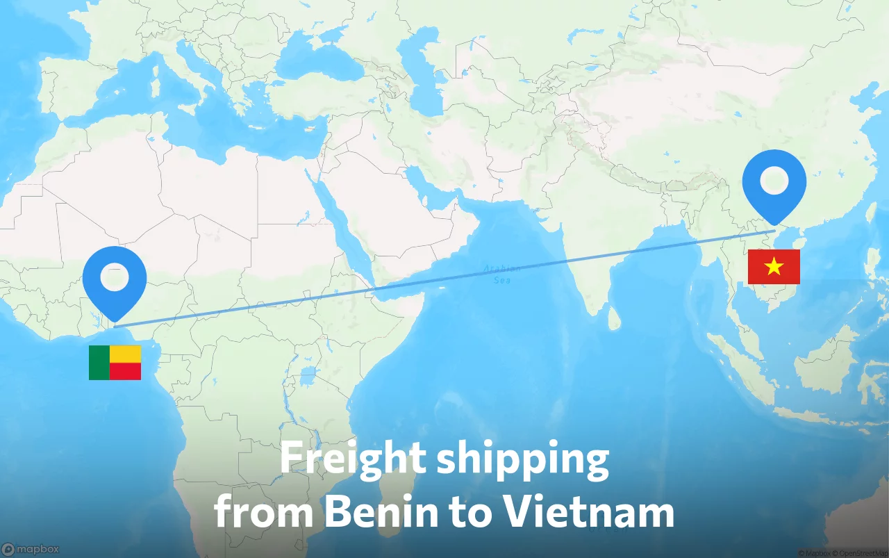 Shipping route from Benin to Vietnam