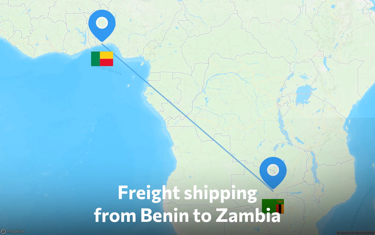 Shipping route from Benin to Zambia