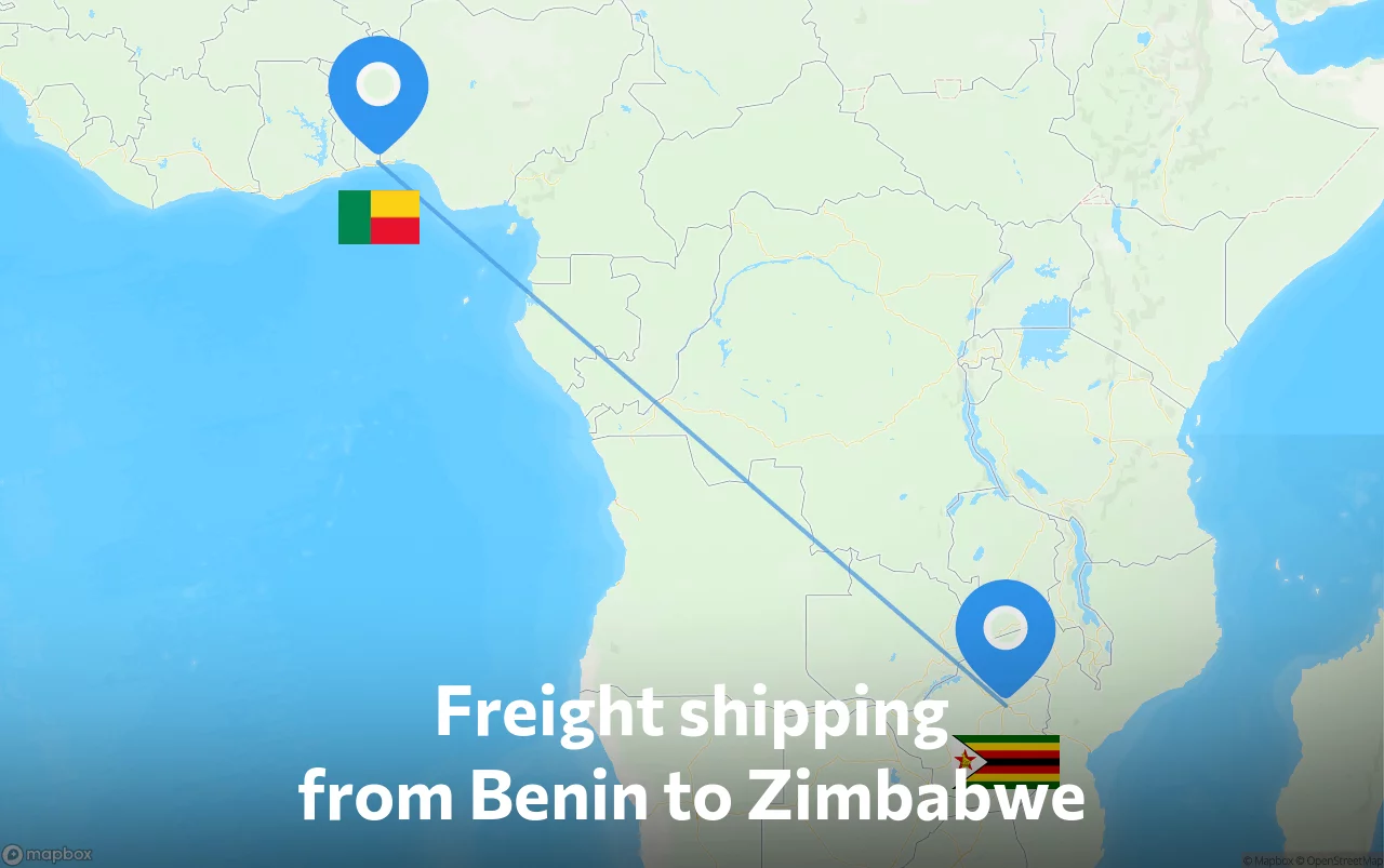 Shipping route from Benin to Zimbabwe