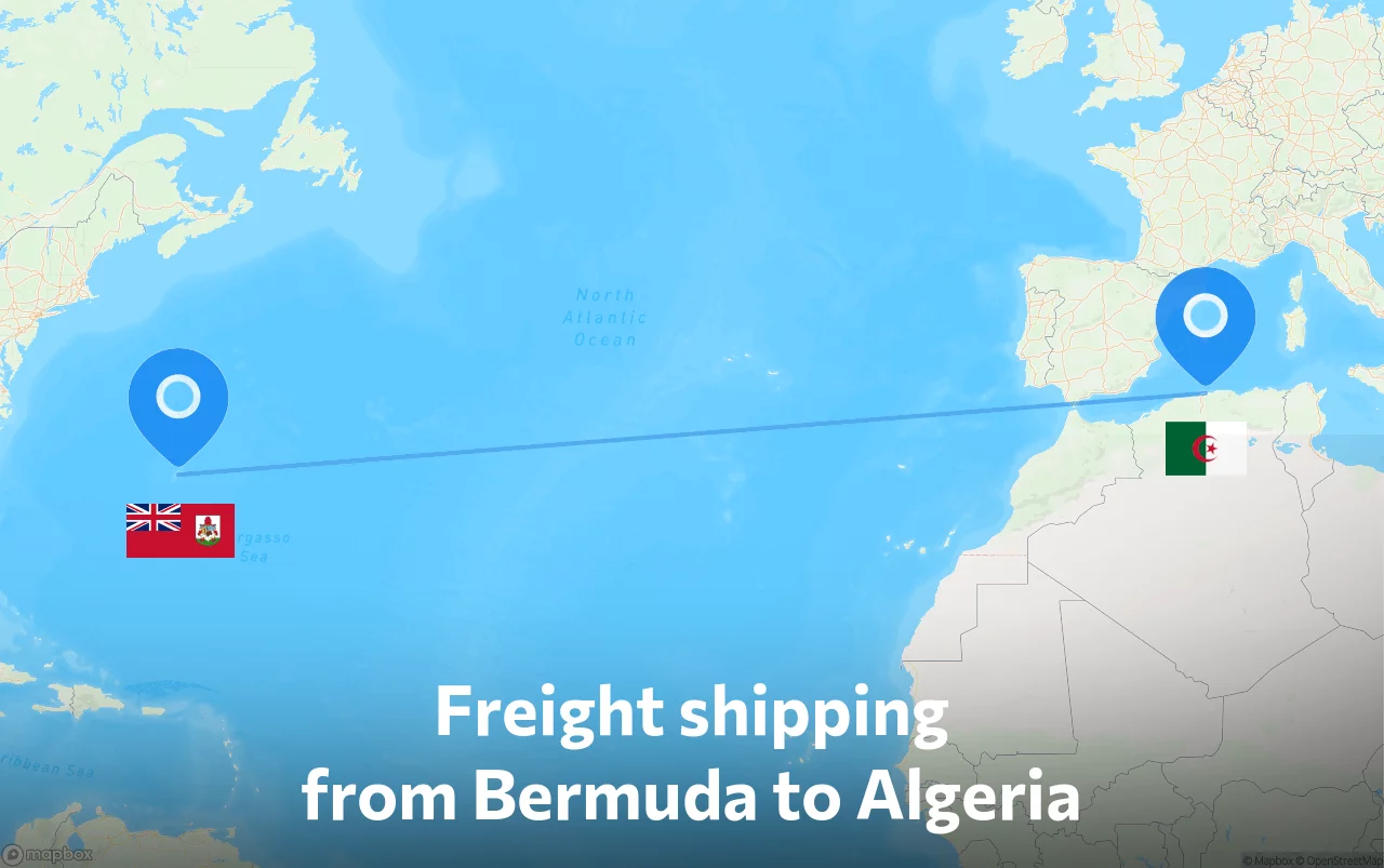 Shipping route from Bermuda to Algeria