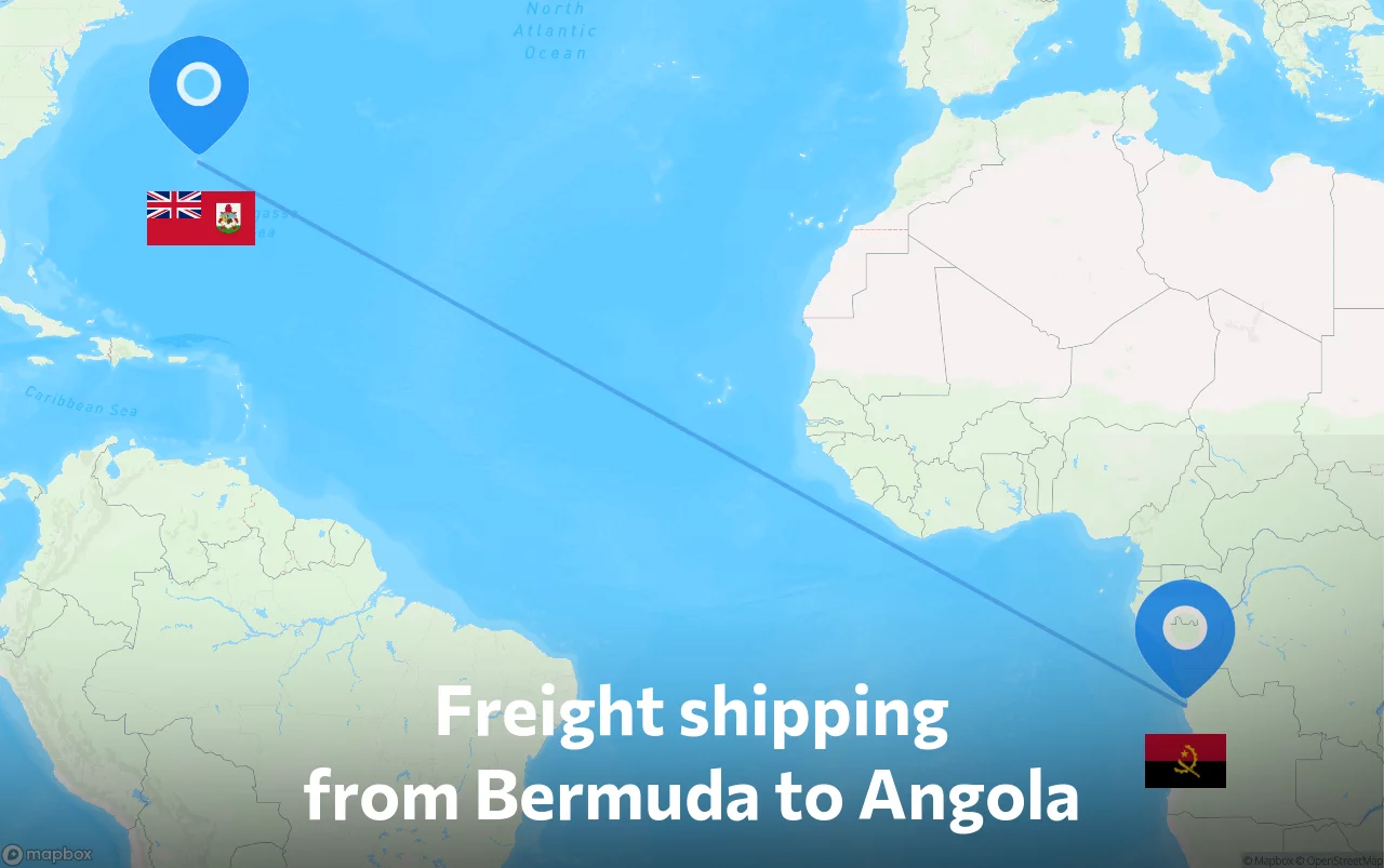 Shipping route from Bermuda to Angola