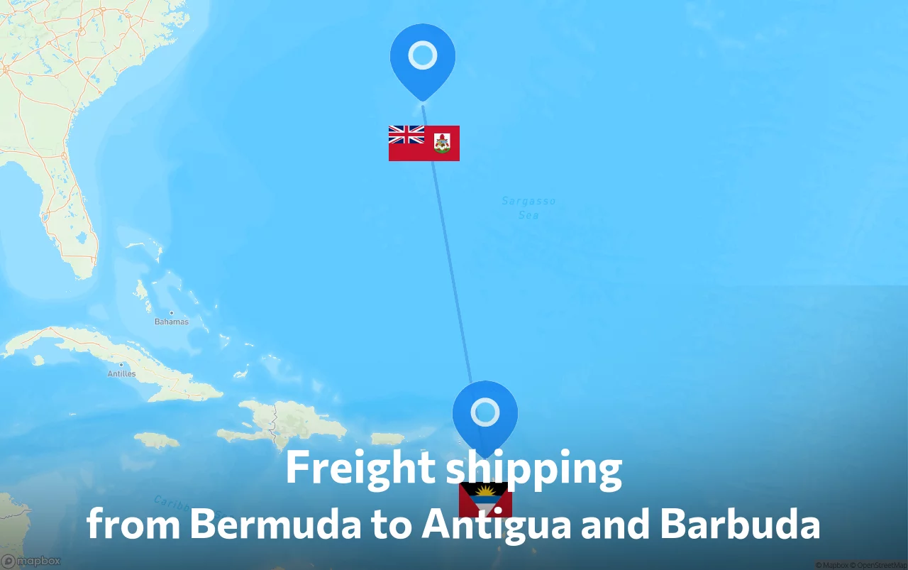 Shipping route from Bermuda to Antigua and Barbuda