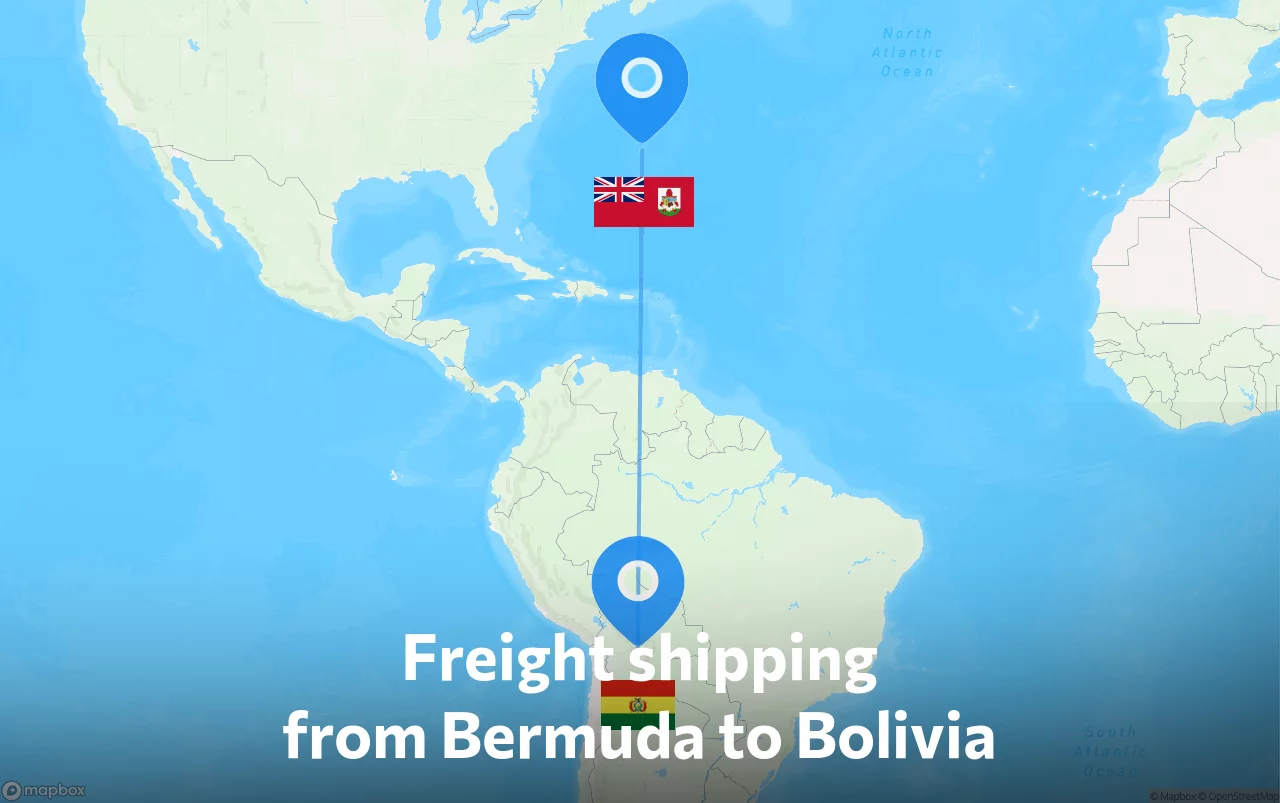 Shipping route from Bermuda to Bolivia