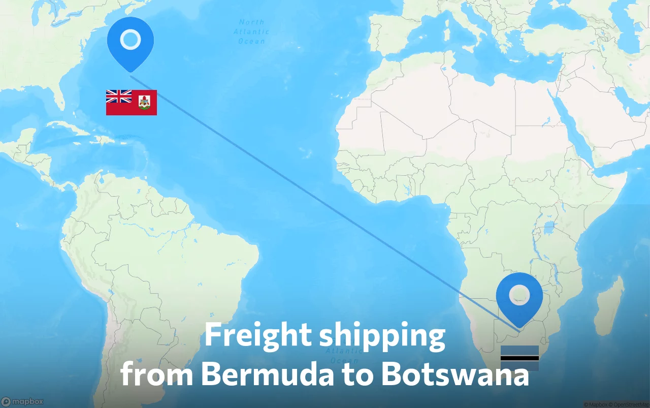 Shipping route from Bermuda to Botswana