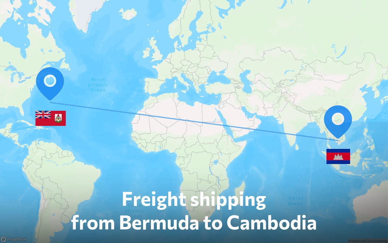 Shipping route from Bermuda to Cambodia