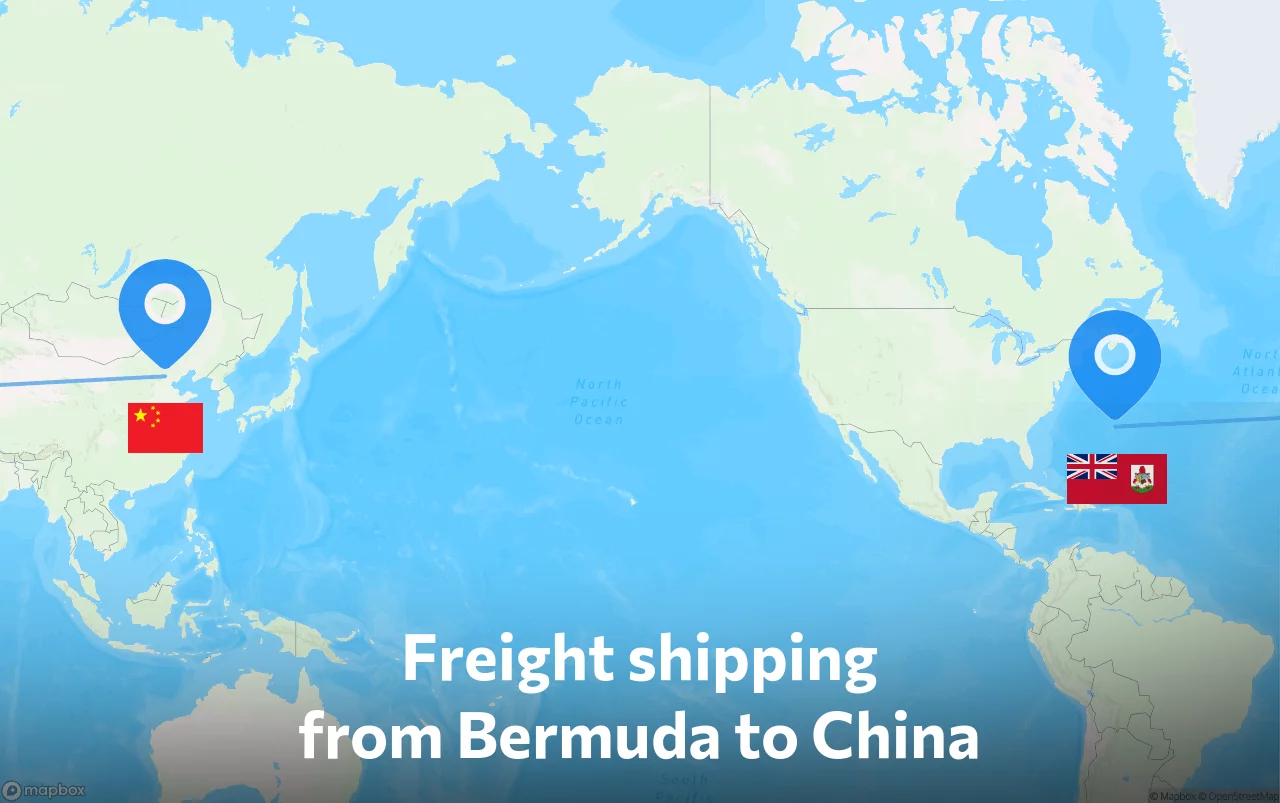 Shipping route from Bermuda to China