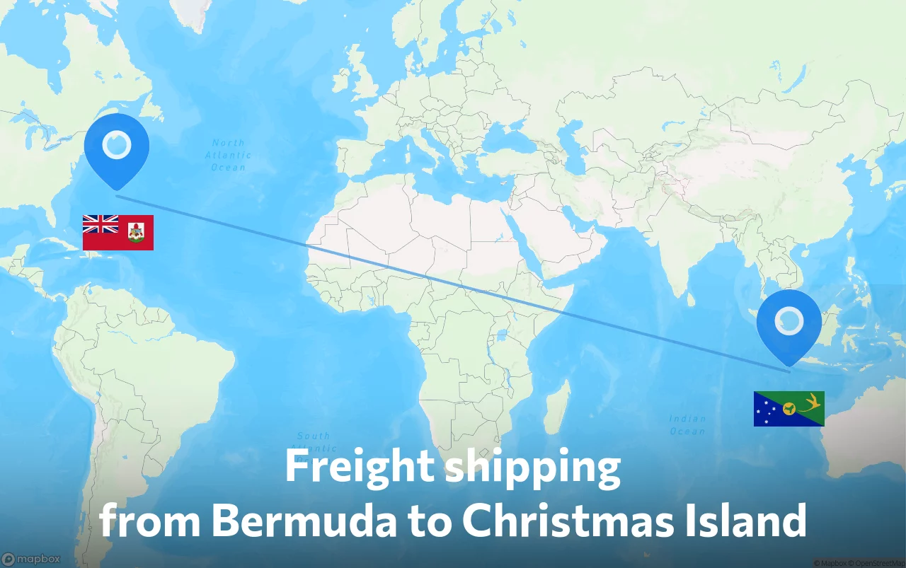 Shipping route from Bermuda to Christmas Island