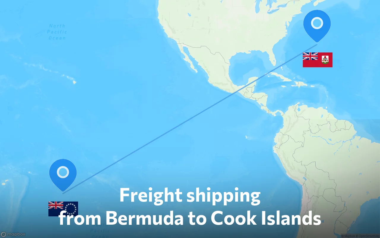 Shipping route from Bermuda to Cook Islands