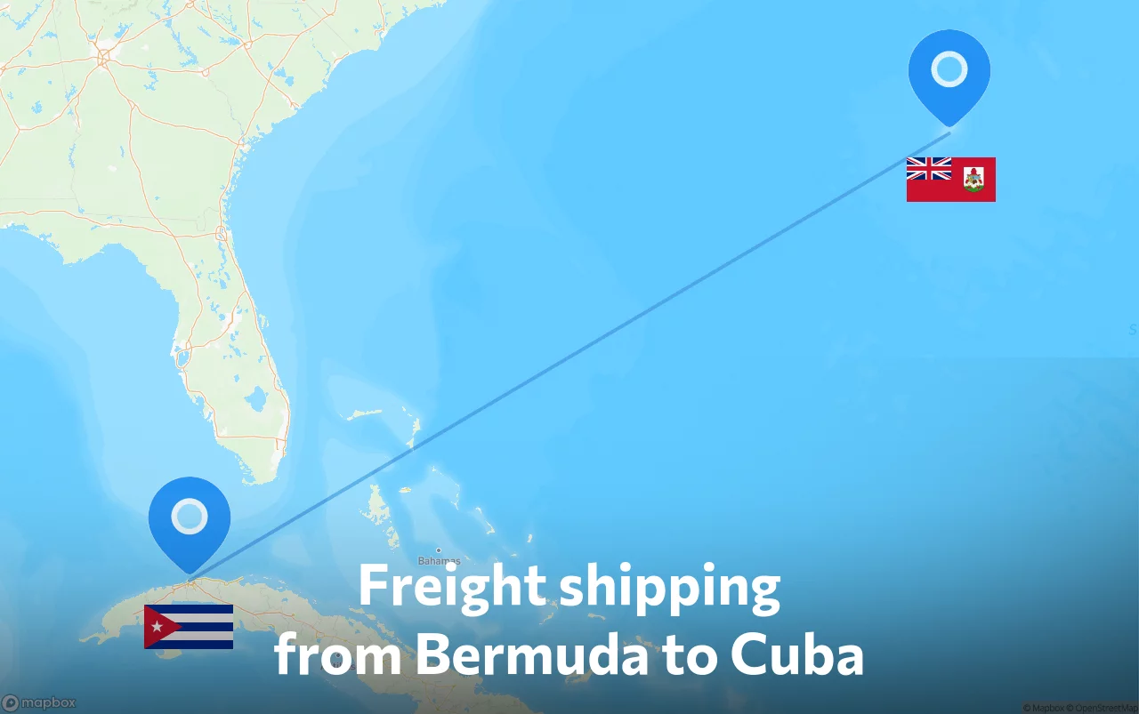 Shipping route from Bermuda to Cuba
