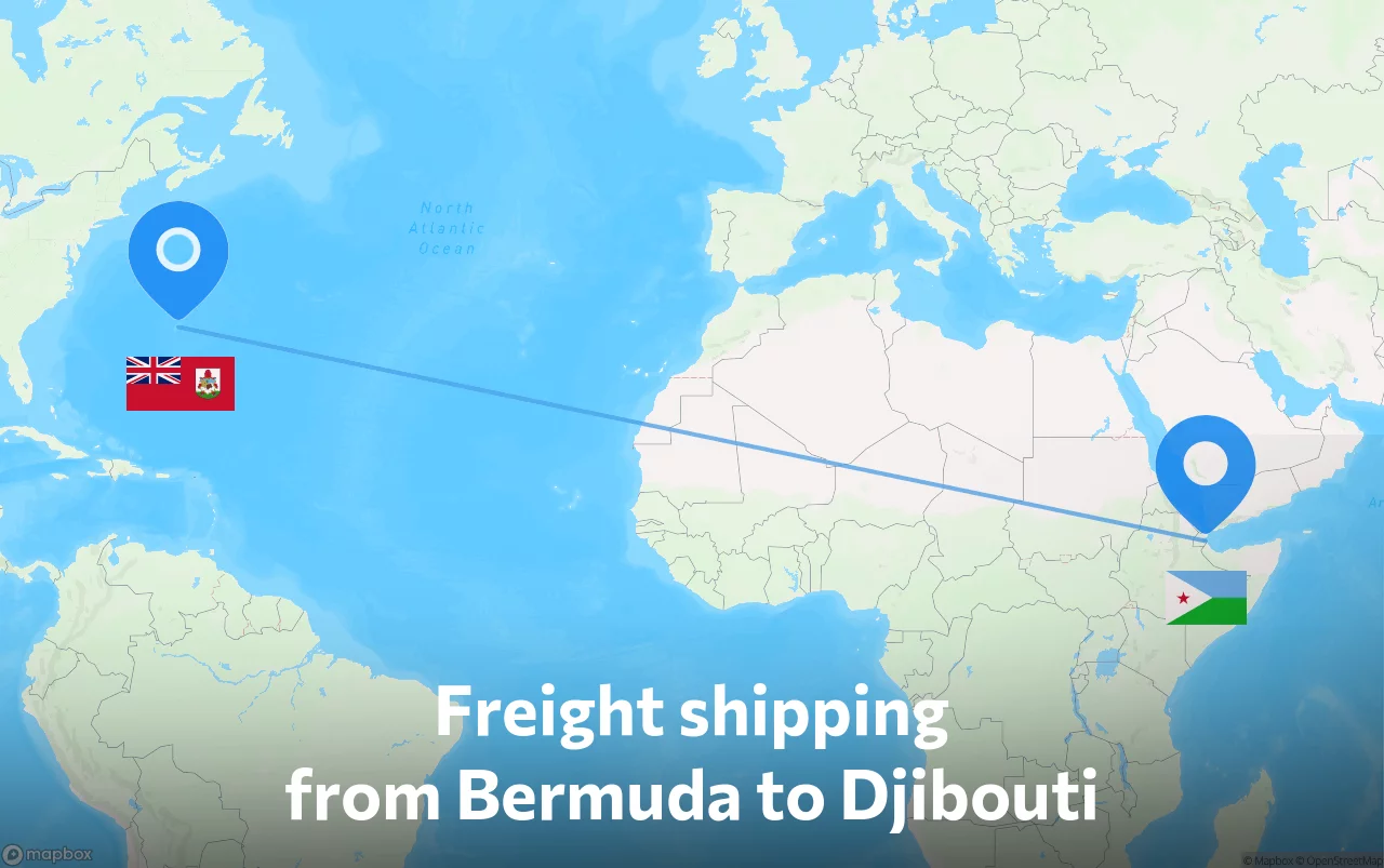 Shipping route from Bermuda to Djibouti