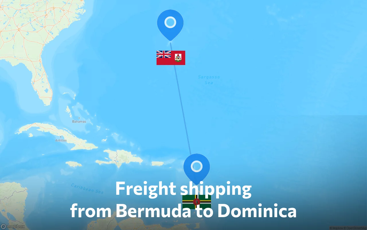 Shipping route from Bermuda to Dominica