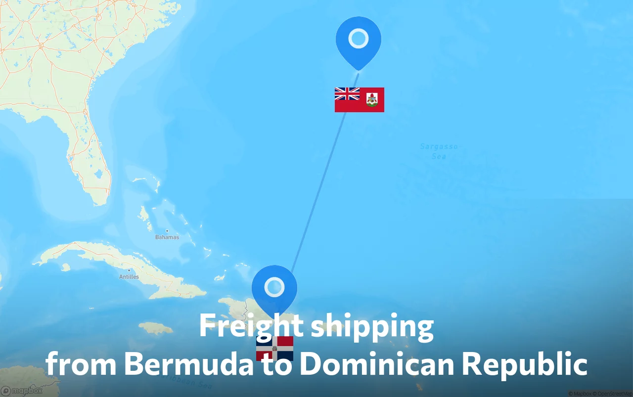Shipping route from Bermuda to Dominican Republic