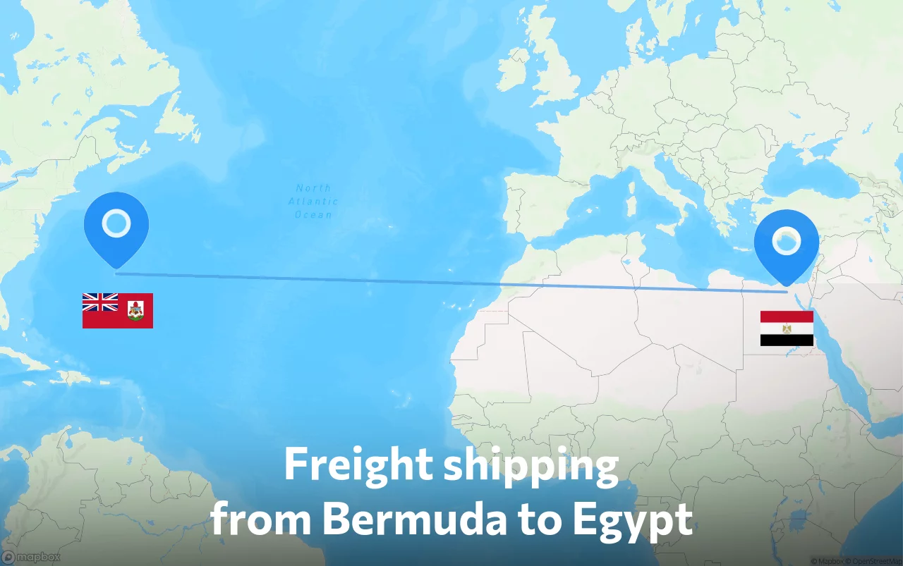 Shipping route from Bermuda to Egypt