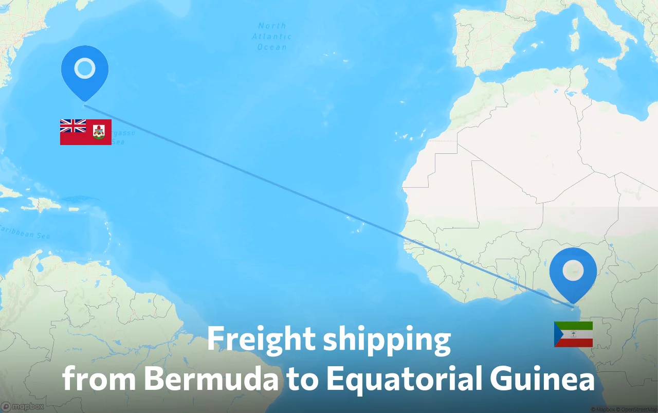 Shipping route from Bermuda to Equatorial Guinea