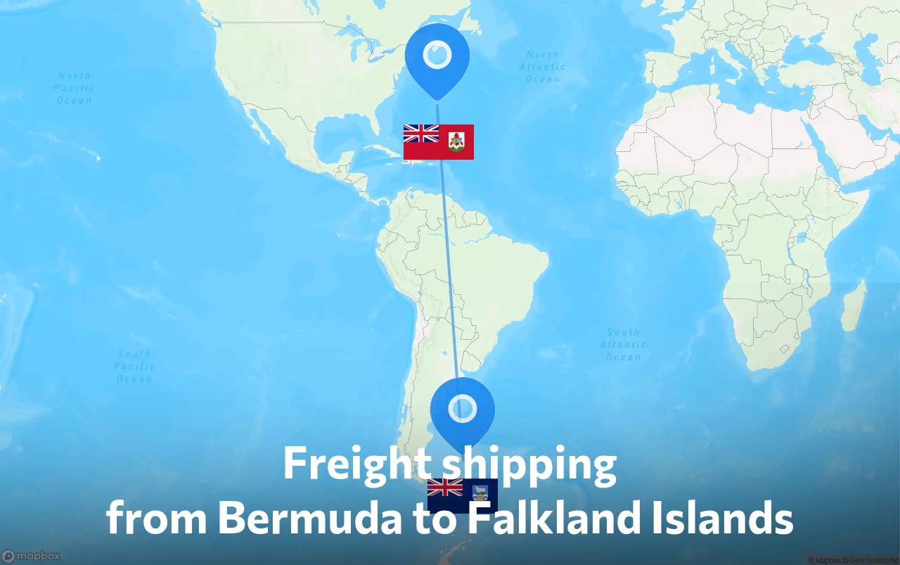 Shipping route from Bermuda to Falkland Islands