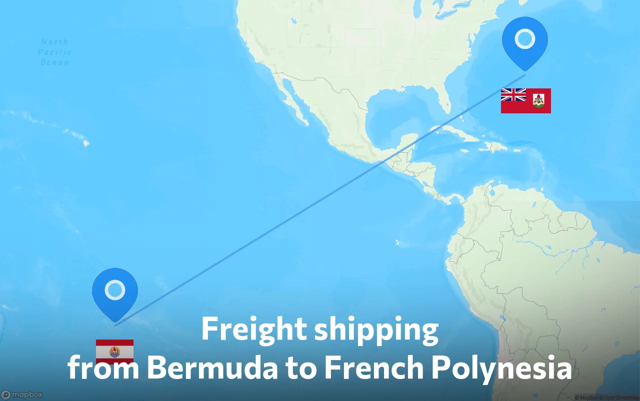 Shipping route from Bermuda to French Polynesia