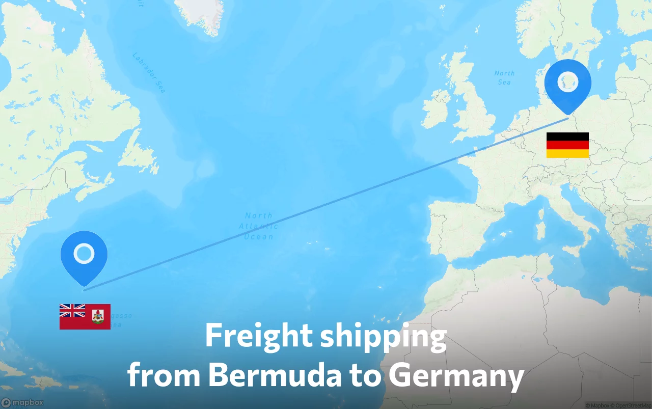 Shipping route from Bermuda to Germany