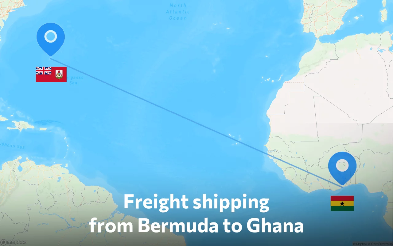 Shipping route from Bermuda to Ghana