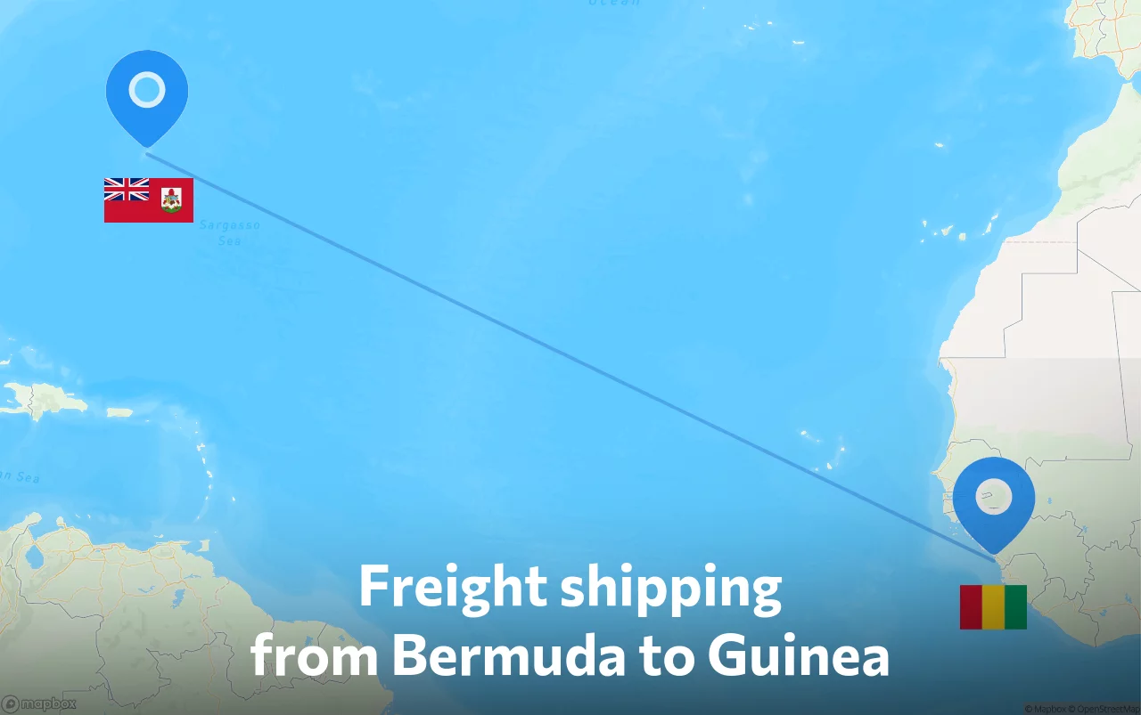 Shipping route from Bermuda to Guinea