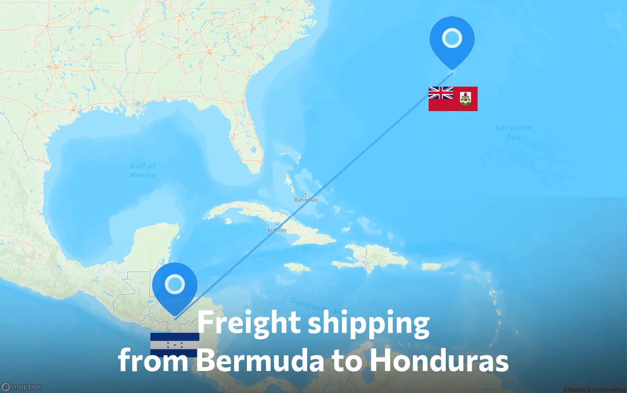 Shipping route from Bermuda to Honduras