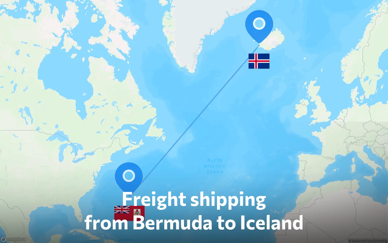 Shipping route from Bermuda to Iceland