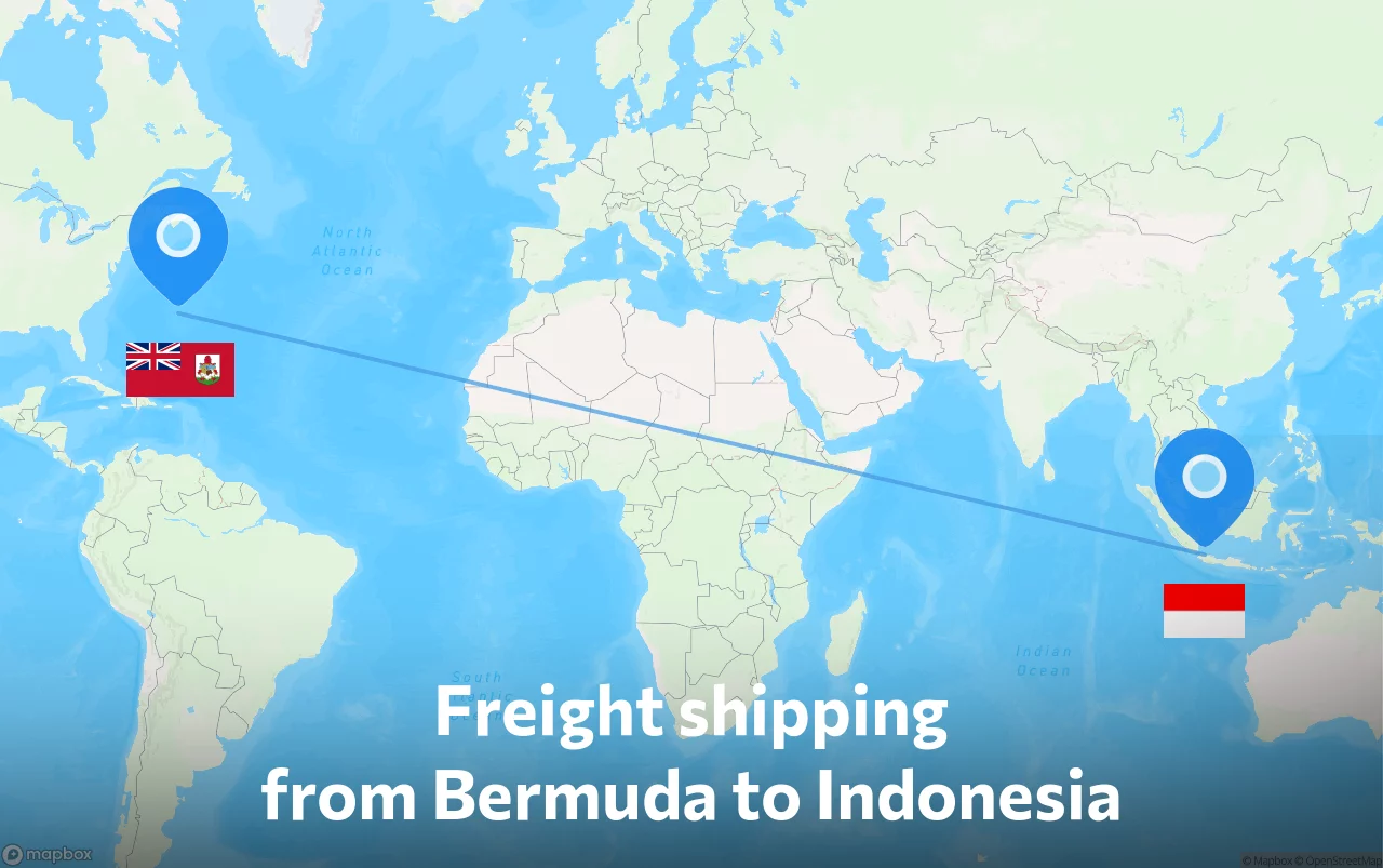 Shipping route from Bermuda to Indonesia