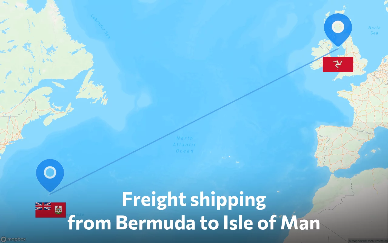 Shipping route from Bermuda to Isle of Man