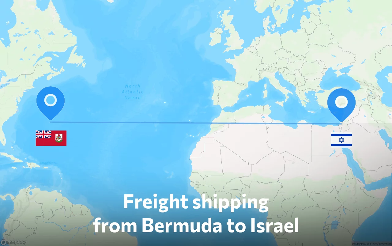 Shipping route from Bermuda to Israel