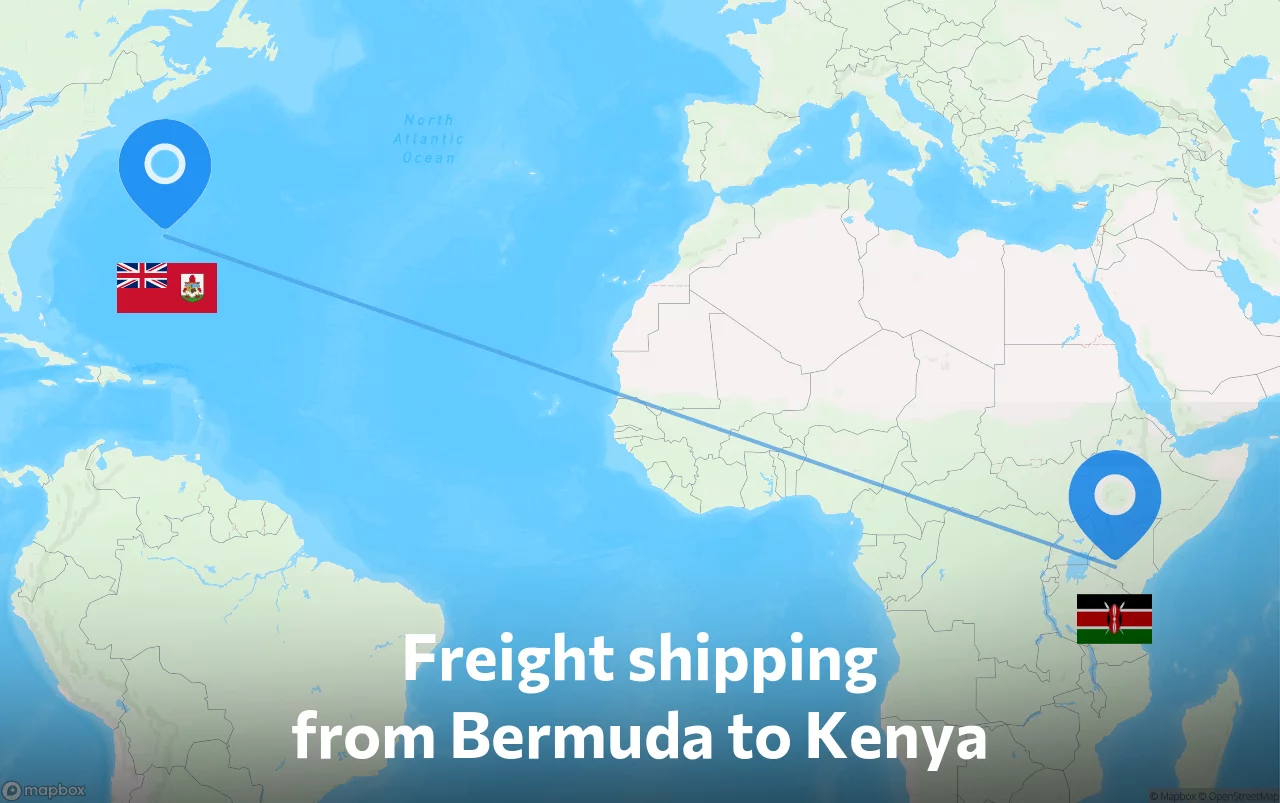 Shipping route from Bermuda to Kenya