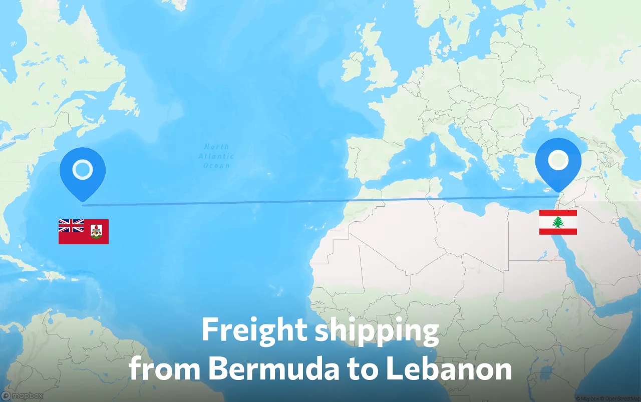 Shipping route from Bermuda to Lebanon