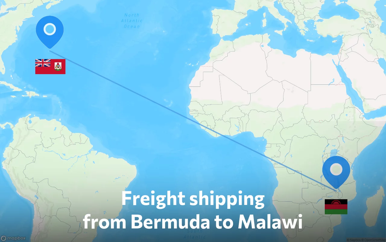 Shipping route from Bermuda to Malawi