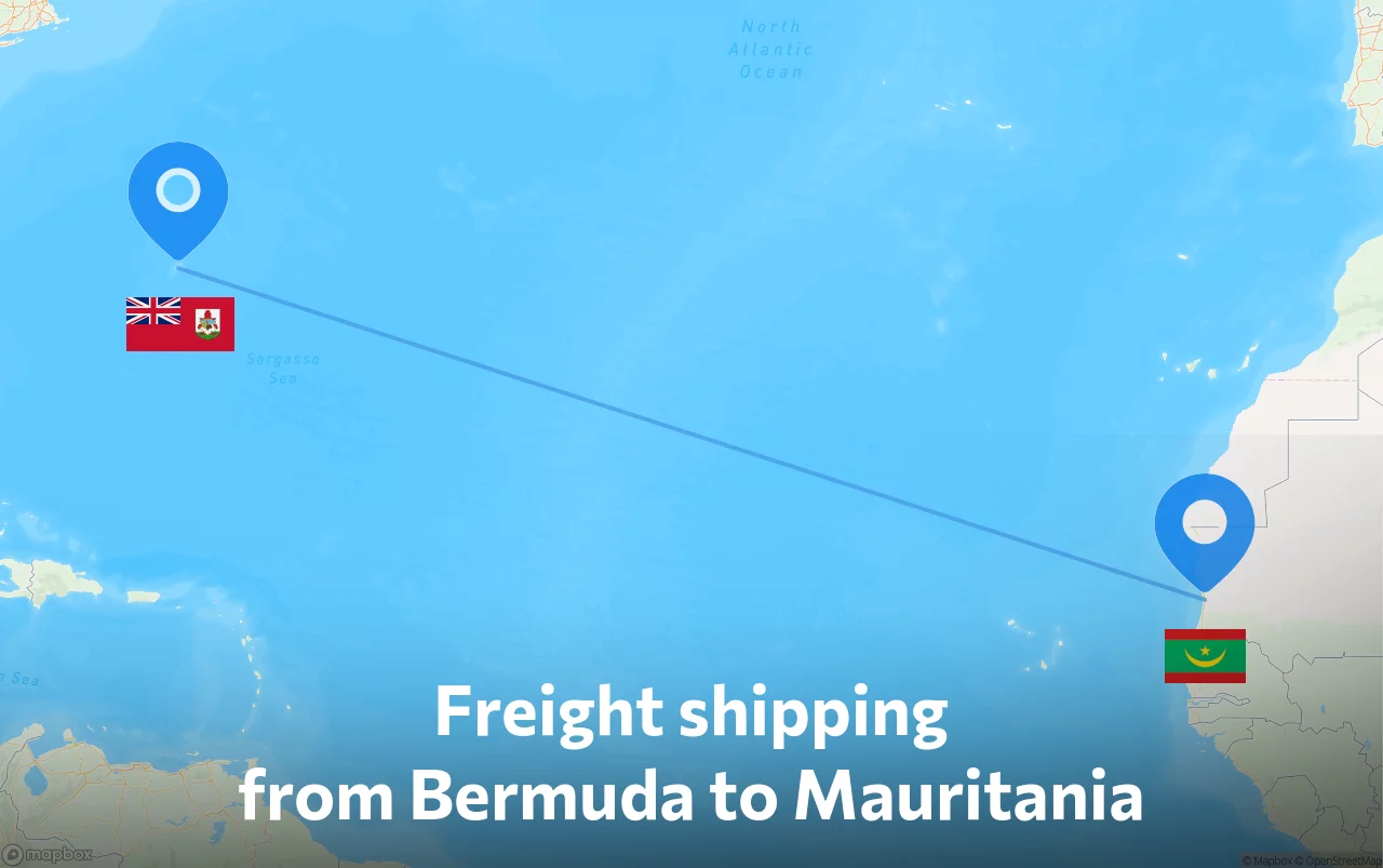 Shipping route from Bermuda to Mauritania