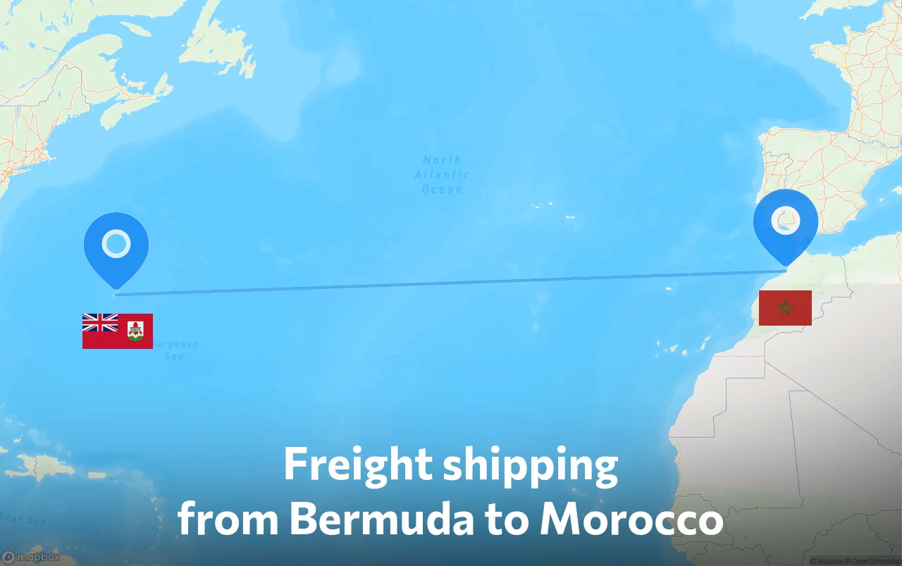 Shipping route from Bermuda to Morocco