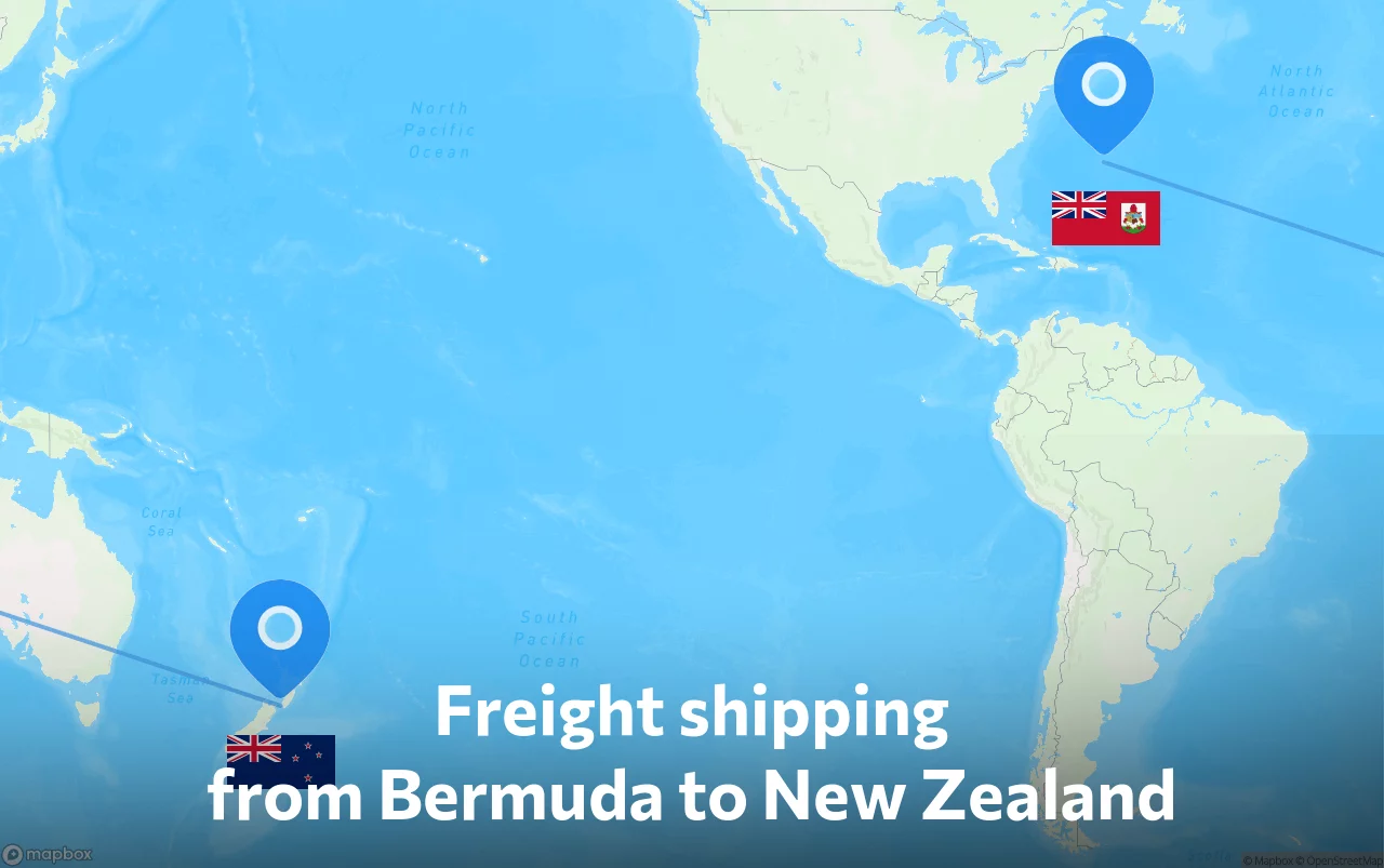 Shipping route from Bermuda to New Zealand