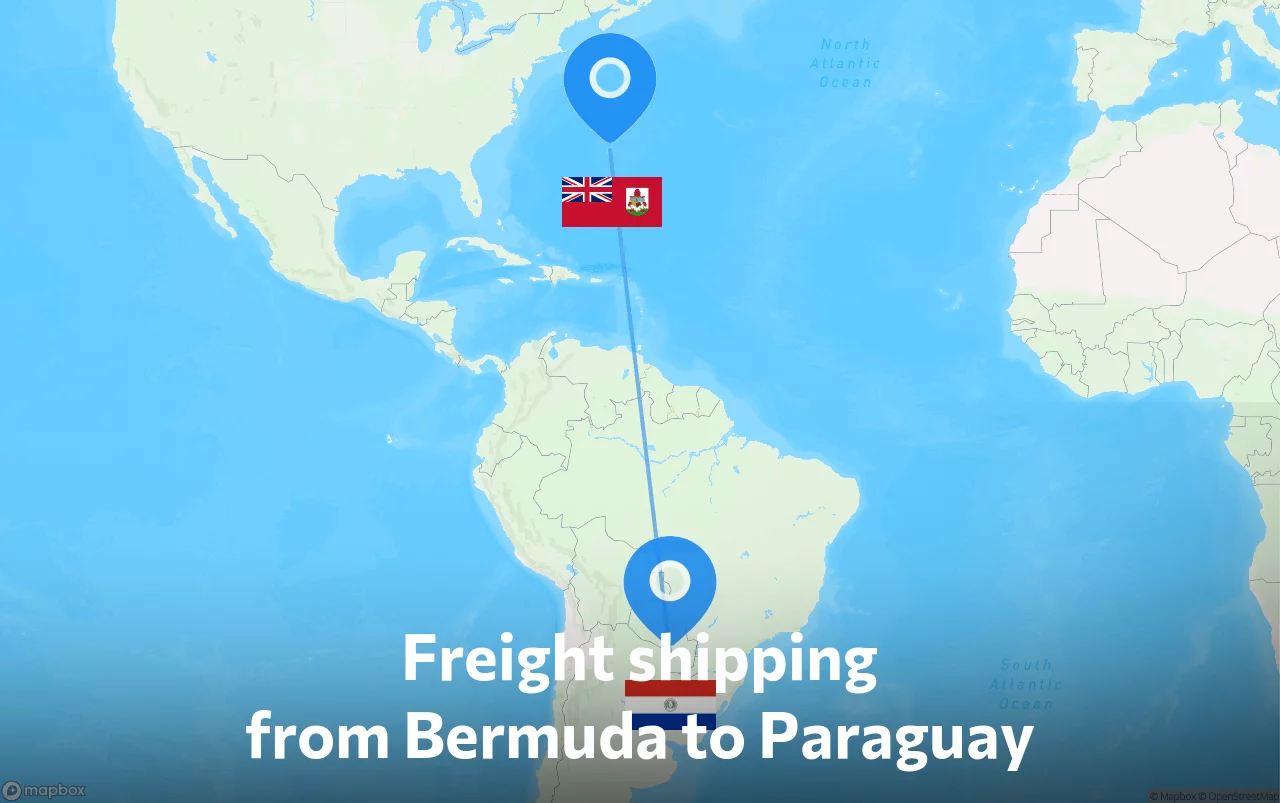 Shipping route from Bermuda to Paraguay