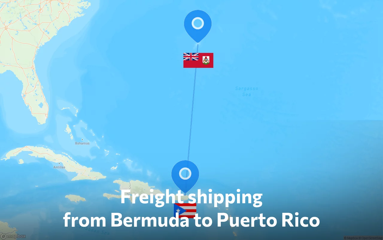 Shipping route from Bermuda to Puerto Rico